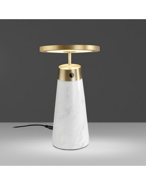 Lámpara de mesa blanca/dorada - 16x16 cm