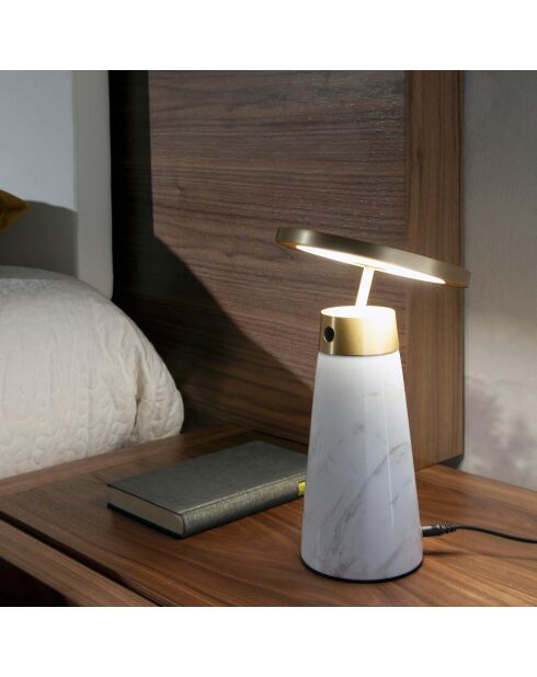 Lampe de table blanc/doré - 16x16 cm