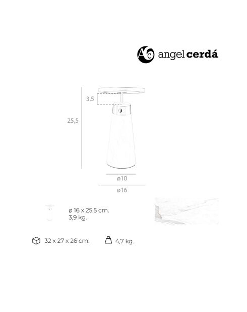 Lampe de table blanc/doré - 16x16 cm