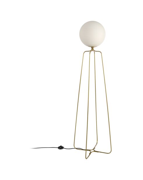 Stehlampe und Glühbirne gold/weiß getönt - 37x35x170 cm
