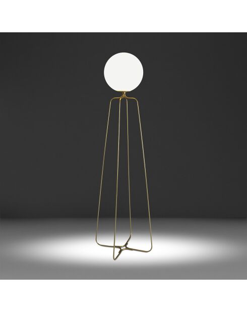 Stehlampe und Glühbirne gold/weiß getönt - 37x35x170 cm