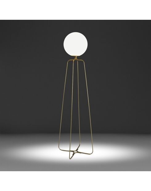 Lampadaire et ampoule teintée doré/blanc  - 37x35x170 cm