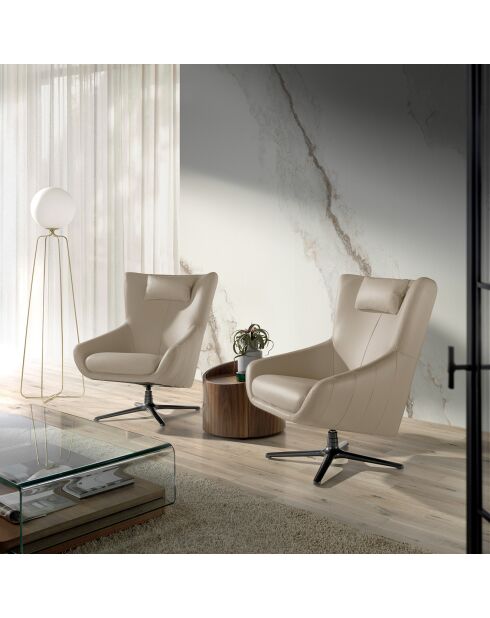 Fauteuil pivotant avec coussin appuie tête taupe/gris foncé  - 76x90x100 cm