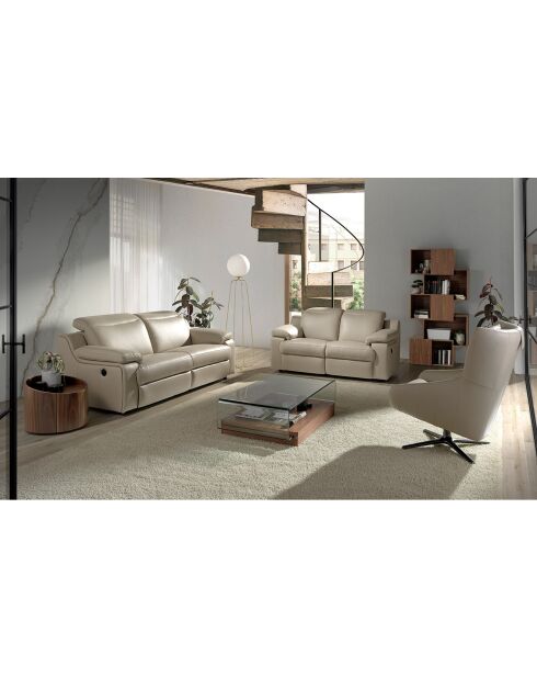 Fauteuil pivotant avec coussin appuie tête taupe/gris foncé  - 76x90x100 cm