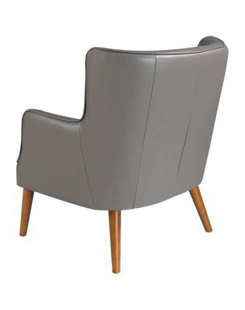 Fauteuil en cuir avec dossier gris/noyer - 75x80x89 cm