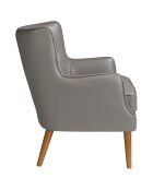 Fauteuil en cuir avec dossier gris/noyer - 75x80x89 cm