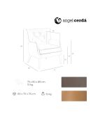 Fauteuil en cuir avec dossier gris/noyer - 75x80x89 cm