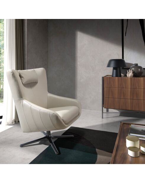 Fauteuil pivotant avec coussin appuie tête taupe/gris foncé  - 76x90x100 cm