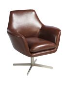 Fauteuil pivotant en Cuir acier/cognac - 82x74x85 cm
