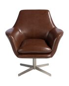 Fauteuil pivotant en Cuir acier/cognac - 82x74x85 cm