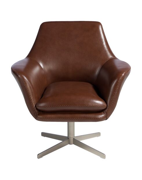 Fauteuil pivotant en Cuir acier/cognac - 82x74x85 cm