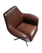 Fauteuil pivotant en Cuir acier/cognac - 82x74x85 cm