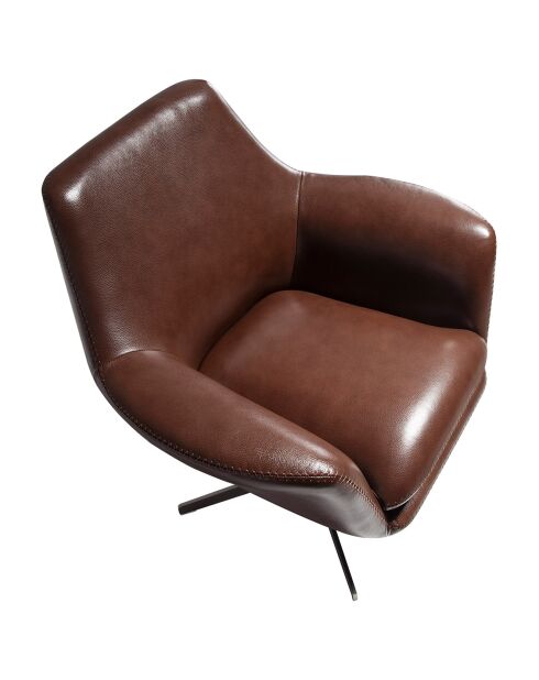 Fauteuil pivotant en Cuir acier/cognac - 82x74x85 cm
