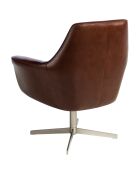 Fauteuil pivotant en Cuir acier/cognac - 82x74x85 cm