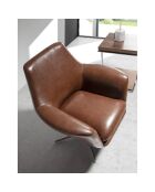 Fauteuil pivotant en Cuir acier/cognac - 82x74x85 cm
