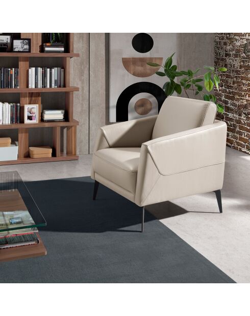 Fauteuil tapissé noir/taupe - 78x80x82 cm