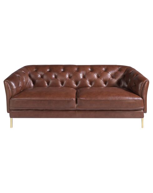 2-zitsbanken in cognac/goud leer - 188x94x75 cm