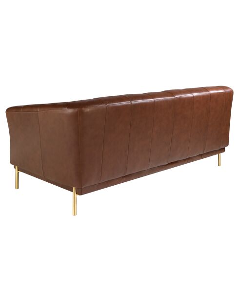 Canapés 2 places en Cuir cognac/doré - 188x94x75 cm