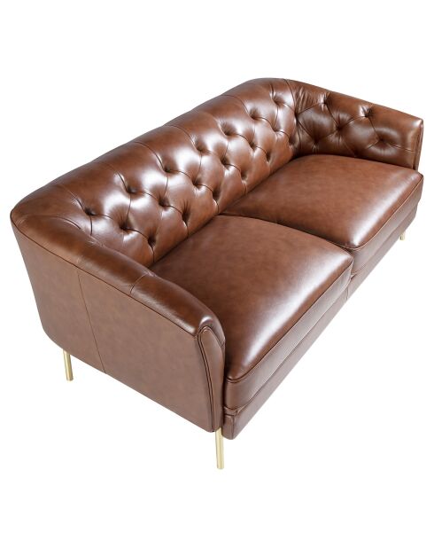 2-zitsbanken in cognac/goud leer - 188x94x75 cm