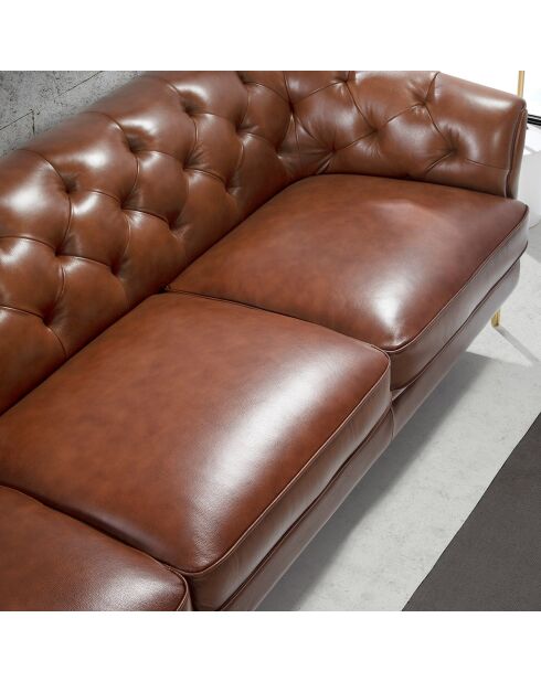 2-zitsbanken in cognac/goud leer - 188x94x75 cm