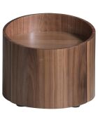 Table de chevet ronde avec tiroir noyer - 53x53x44 cm