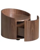 Table de chevet ronde avec tiroir noyer - 53x53x44 cm