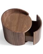 Table de chevet ronde avec tiroir noyer - 53x53x44 cm