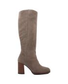 Bottes en Velours de Cuir Dolce taupe - Talon 8.5 cm