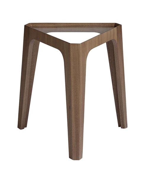 Table d'appoint avec plateau triangulaire fixe noyer/verre - 45x39x42 cm