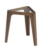 Table d'appoint avec plateau triangulaire fixe noyer/verre - 45x39x42 cm
