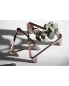 Table d'appoint avec plateau triangulaire fixe noyer/verre - 45x39x42 cm