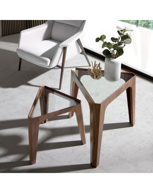 Fauteuil tissu blanc/marron - 78x76x77 cm