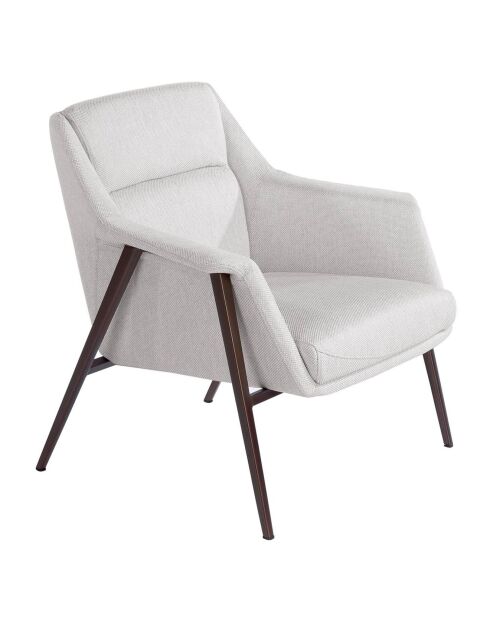 Fauteuil tissu blanc/marron - 78x76x77 cm