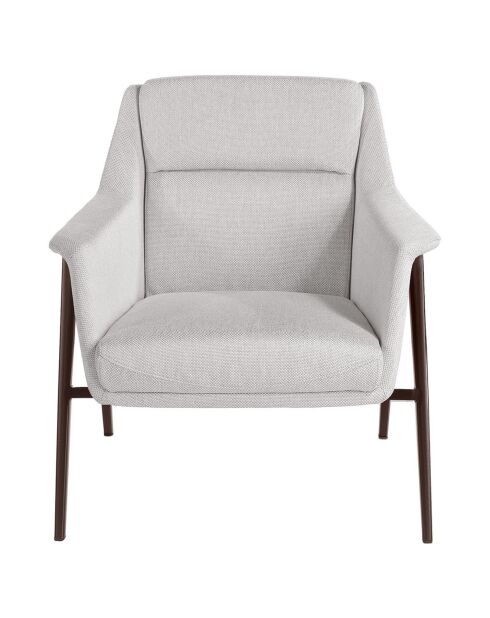 Fauteuil tissu blanc/marron - 78x76x77 cm