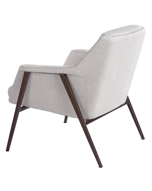 Fauteuil tissu blanc/marron - 78x76x77 cm