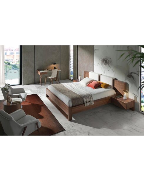 Fauteuil tissu blanc/marron - 78x76x77 cm