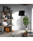 Bibliothèque gris/noyer/noir - 180x40x170 cm
