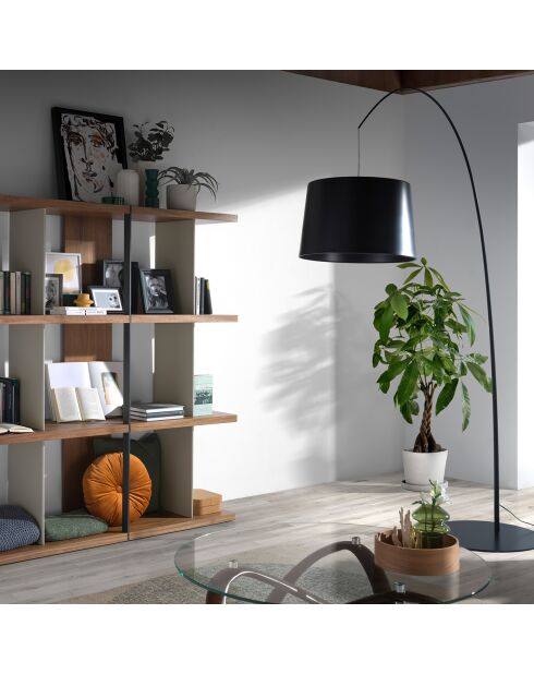 Bibliothèque gris/noyer/noir - 180x40x170 cm