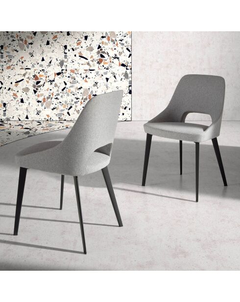 Chaise recouverte de tissu blanc/noir - 50x50x81 cm