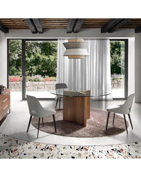 Chaise recouverte de tissu blanc/noir - 50x50x81 cm