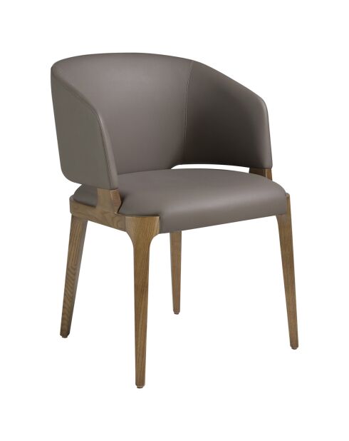 Chaise de salle à manger en Cuir noyer/vison - 57x58x76 cm