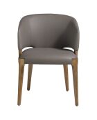 Chaise de salle à manger en Cuir noyer/vison - 57x58x76 cm