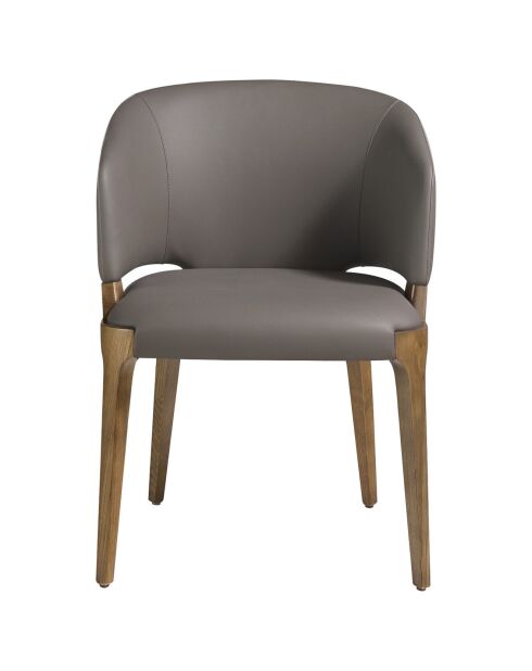 Chaise de salle à manger en Cuir noyer/vison - 57x58x76 cm