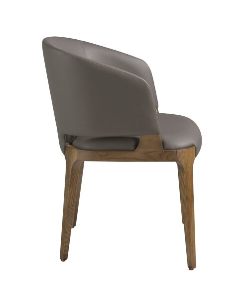 Chaise de salle à manger en Cuir noyer/vison - 57x58x76 cm