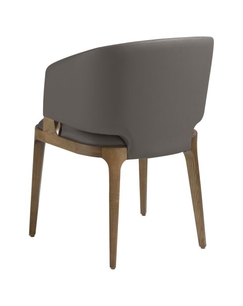 Chaise de salle à manger en Cuir noyer/vison - 57x58x76 cm