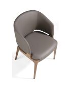 Chaise de salle à manger en Cuir noyer/vison - 57x58x76 cm