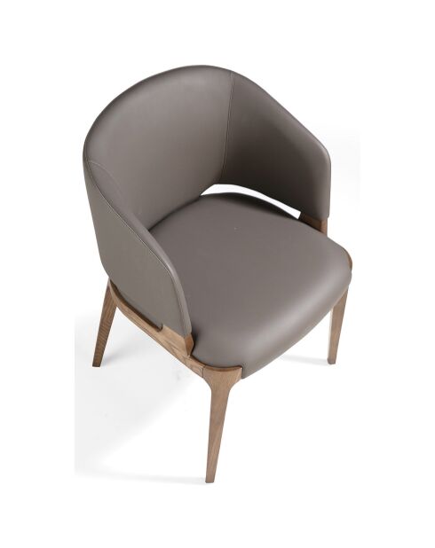 Chaise de salle à manger en Cuir noyer/vison - 57x58x76 cm