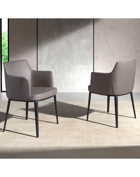 Chaise de salle à manger en tissu vison/noir  - 56x62x80 cm