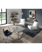 Chaise de bureau pivotante avec accoudoirs gris/bleu  - 58x59x80 cm