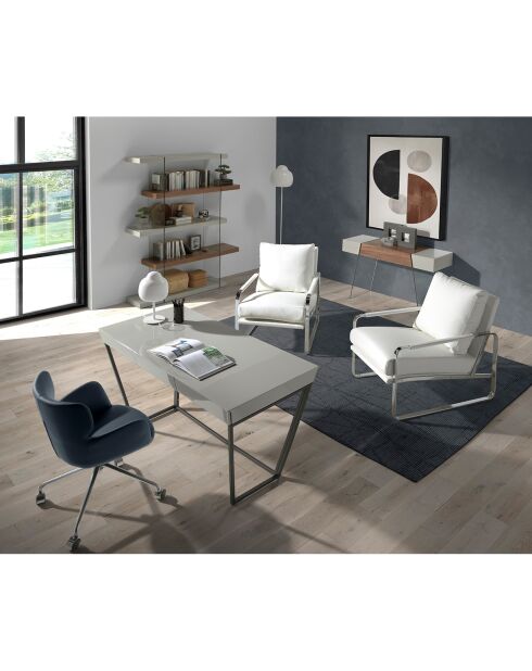 Chaise de bureau pivotante avec accoudoirs gris/bleu  - 58x59x80 cm